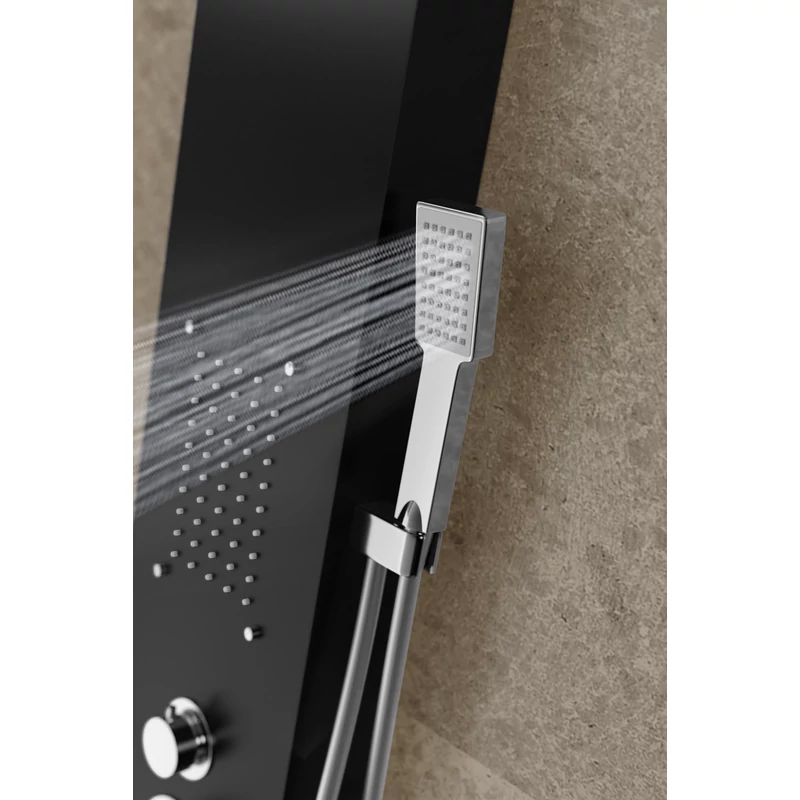 Merin BLACK zuhanypanel, rozsdamentes acél