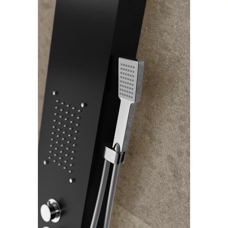 Merin BLACK zuhanypanel, rozsdamentes acél