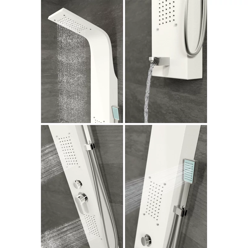 Merin WHITE zuhanypanel, rozsdamentes acél