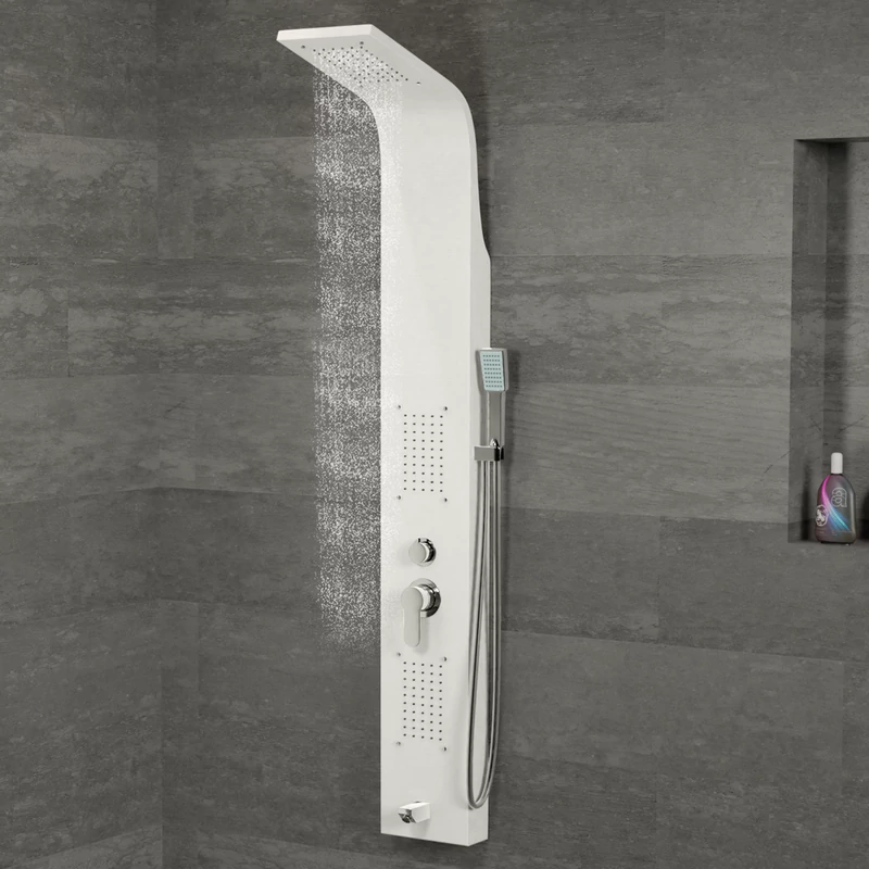 Merin WHITE zuhanypanel, rozsdamentes acél