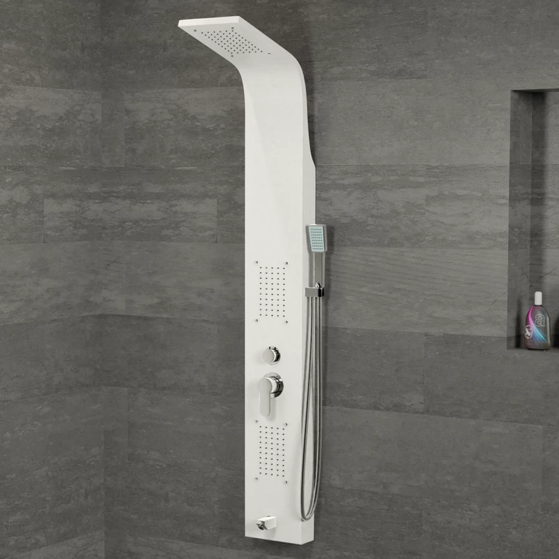 Merin WHITE zuhanypanel, rozsdamentes acél