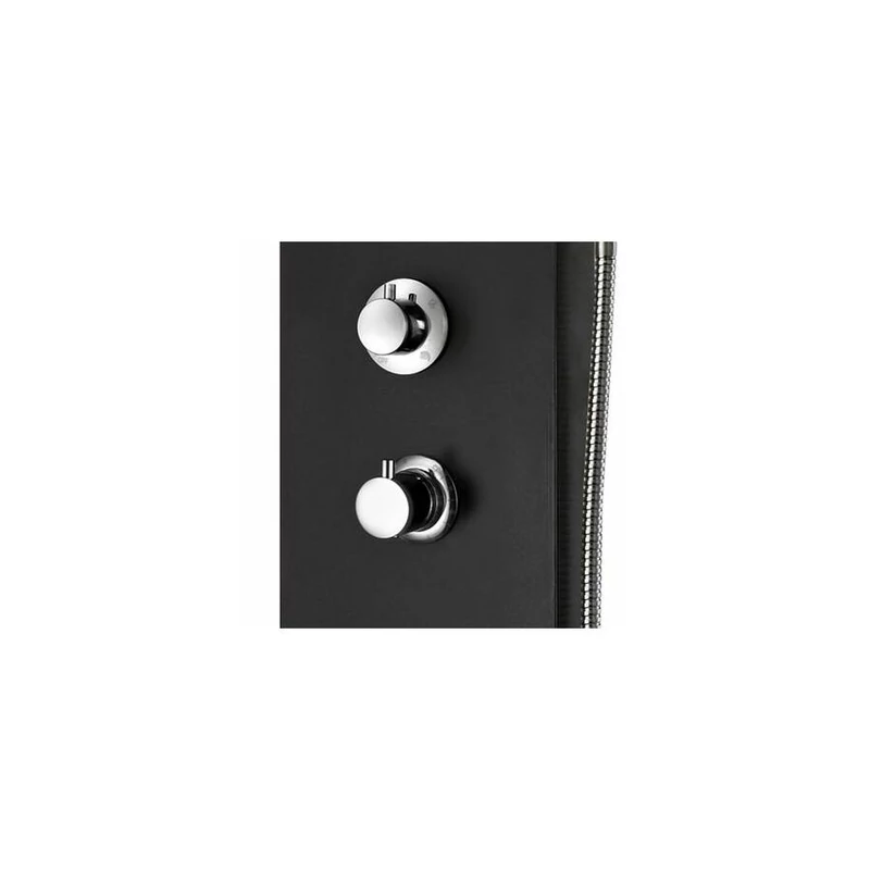 Verona || Black termosztátos zuhanypanel, rozsdamentes acél, LED