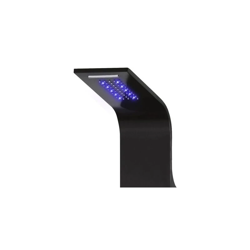 Verona || Black termosztátos zuhanypanel, rozsdamentes acél, LED