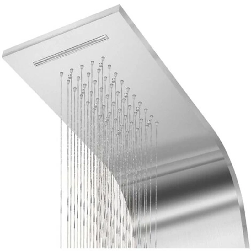 Verona Silver termosztátos zuhanypanel, rozsdamentes acél, LED